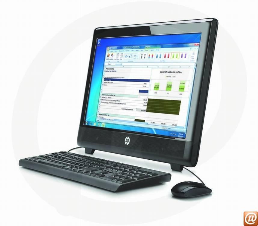 LK669LT - Desktop-PC All-in-One HP 100B AMD Dual-Core E-350 (1.60GHz) 2GB 500GB 20" DVD-RW Windows 7 Professional Radeon HD 6310